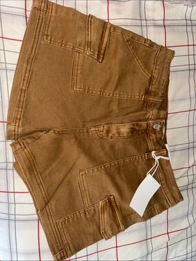 Women’s Tan Cargo-Style Denim Shorts